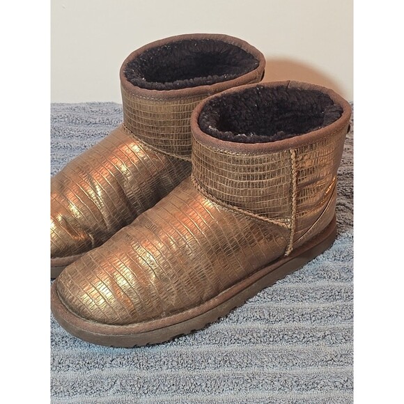 UGG CLASSIC MINI LIZARD WOMEN ANKLE BOOTS BRONZE US 8 - Picture 5 of 12